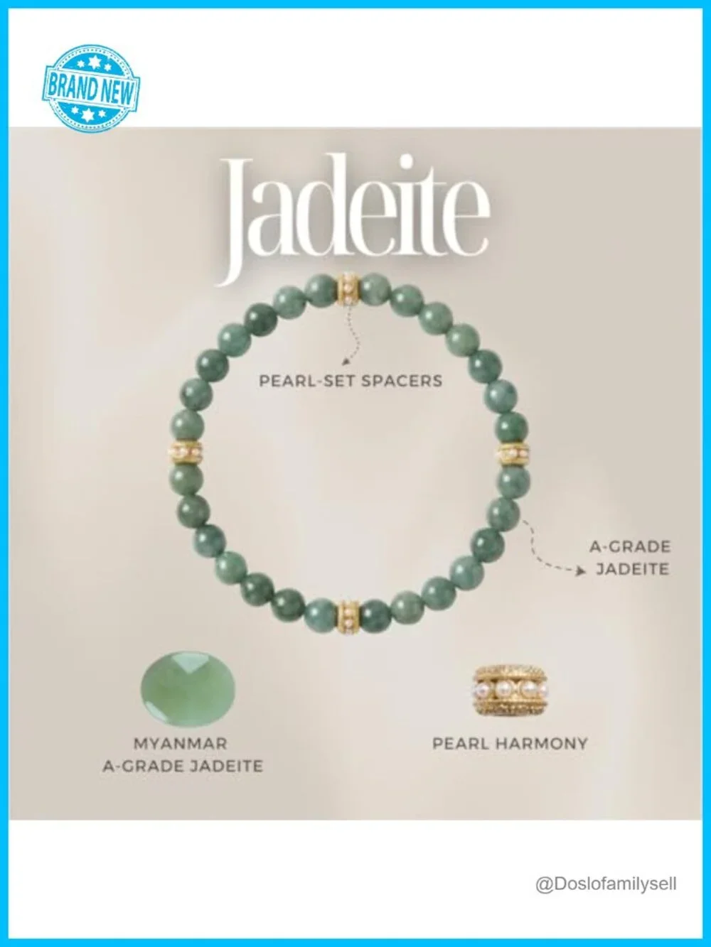 6mm Green Jade Bangle Bracelet with 18K Gold-Plated Accents, Stretch Fit